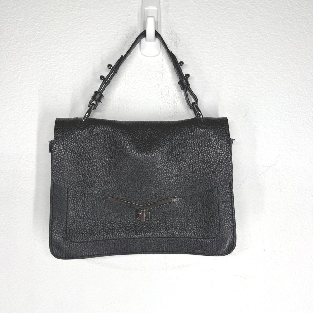 Botkier New York Black Pebbled Leather Satchel Gunmetal Handbag Purse No Strap
